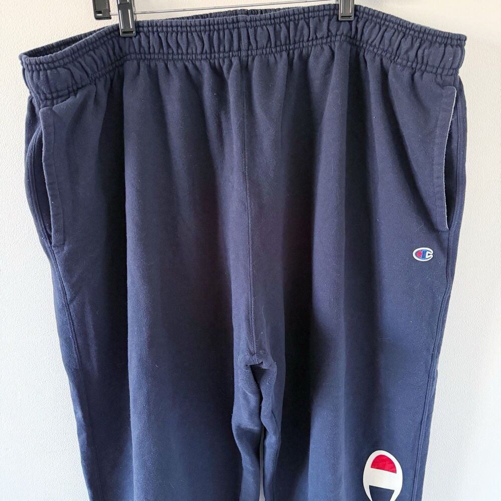 READ Champion Sweatpants 4XB Navy Blue Joggers Spell Out Logo Tapered Big Tall - Picture 11 of 16